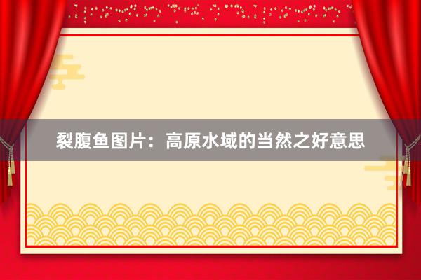 裂腹鱼图片：高原水域的当然之好意思